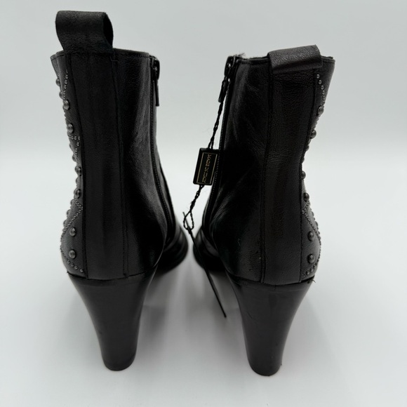 Emanuele Crasto Leather‎ Studded Pointed Toe Heeled Booties Ankle Boots 7.5 NWT - Picture 7 of 11